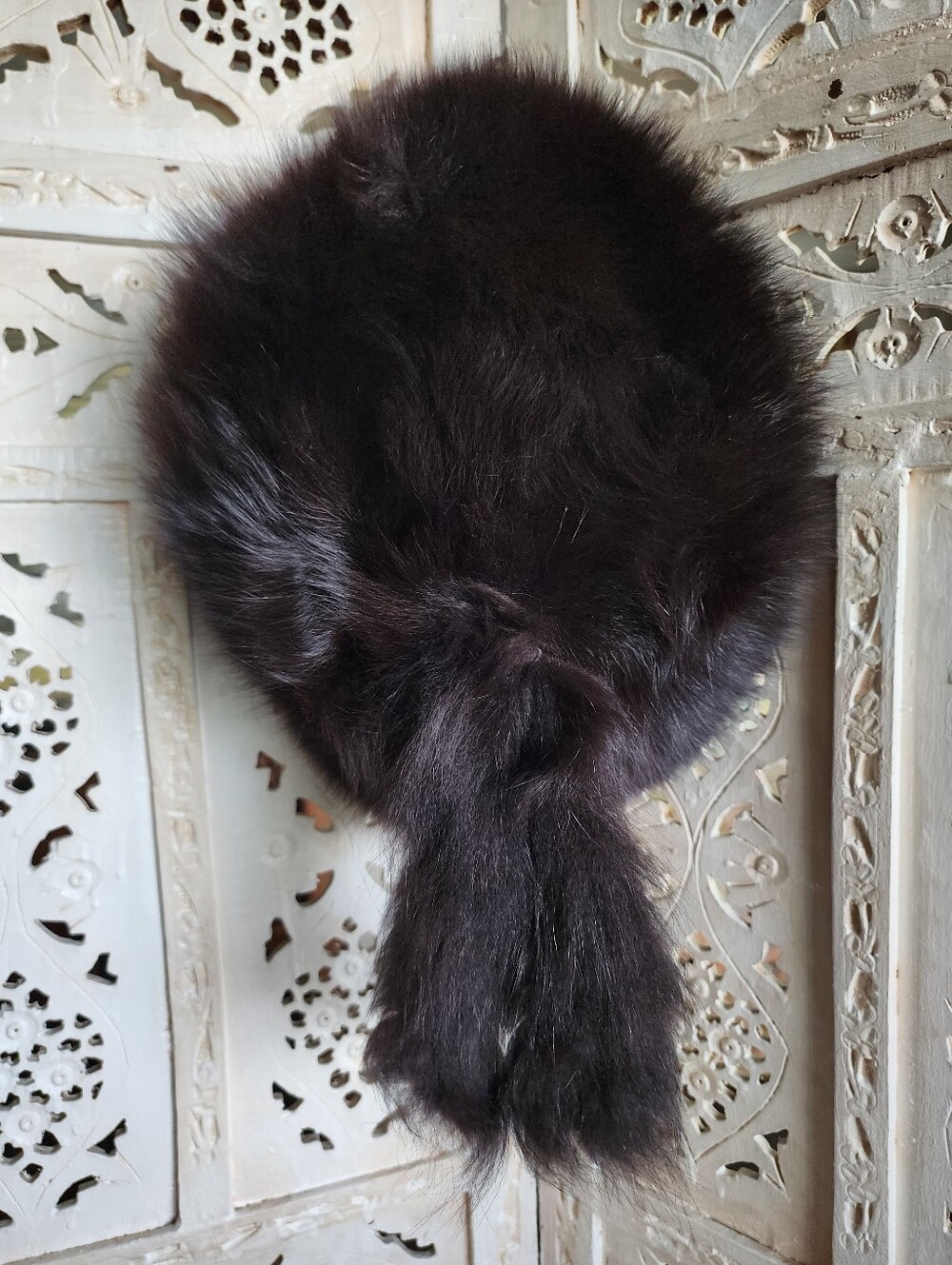 Genuine Mink Fur Pillbox Russian Hat- Dark Brown- Womens 23" Head Circumference